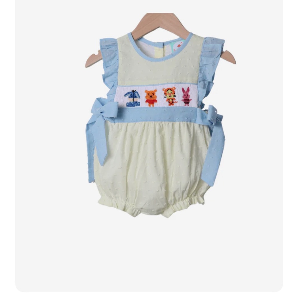 Charming Cream and Blue Kids Bodysuit